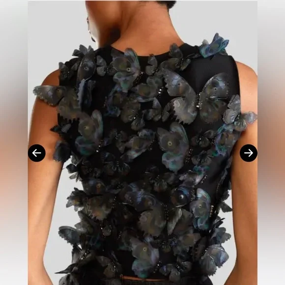 Cynthia Rowley Black Butterfly Appliqué Sleeveless Top - Picture 3 of 6